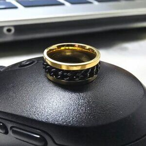 Black/Gold Men's Chain Ring